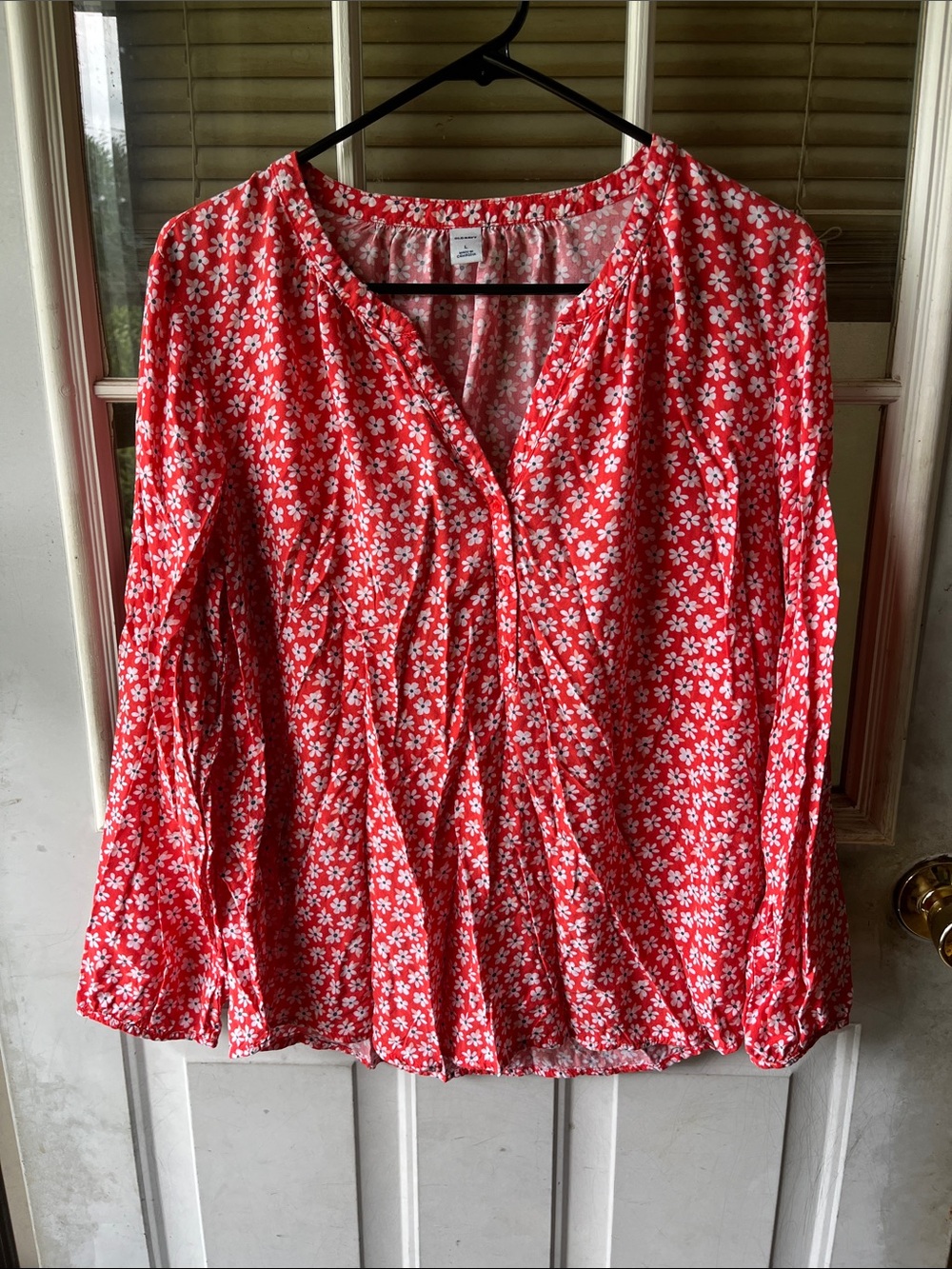 Old Navy Red Floral Peasant Blouse